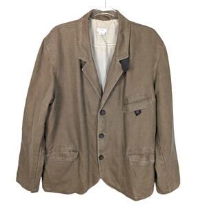 M0851 Men's Cotton Linen Blazer Textured Waxed Blazer Lined Pockets Tan XL